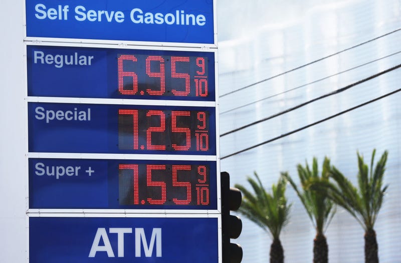 FILE - High gas prices are displayed at a Mobil station across the street from the Beverly Center on March 7, 2022 in Los Angeles.