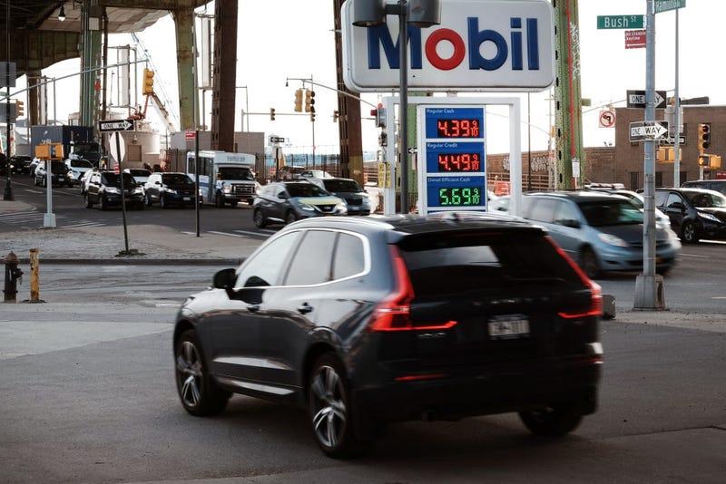 Gas prices are displayed at a Brooklyn gas station on March 08, 2022 in New York City. Gas prices are at record highs around the country as the Russian invasion of Ukraine causes global oil markets to surge.