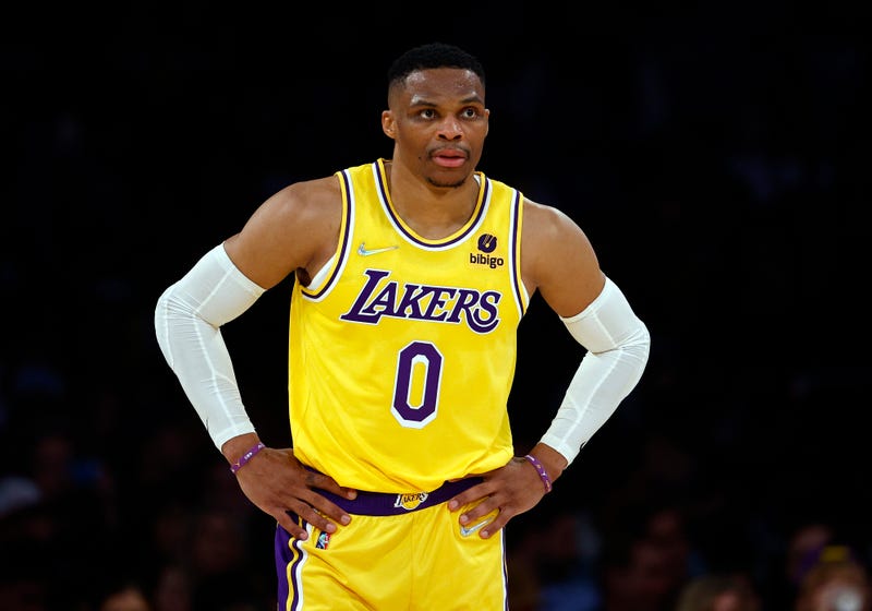 Russell Westbrook #0 of the Los Angeles Lakers in the third quarter at Crypto.com Arena on March 14, 2022 in Los Angeles, California.