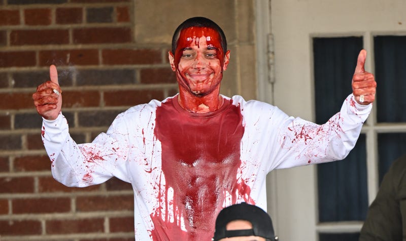 Pete Davidson is seen on the set of "The Home" on March 15, 2022 in Denville, New Jersey.