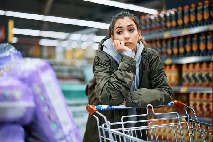 worried grocery shopping