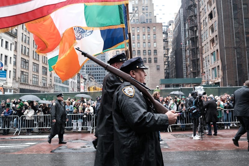 Police march in the St. Patrick's Day Parade down 5th Ave. on March 17, 2022 in New York City