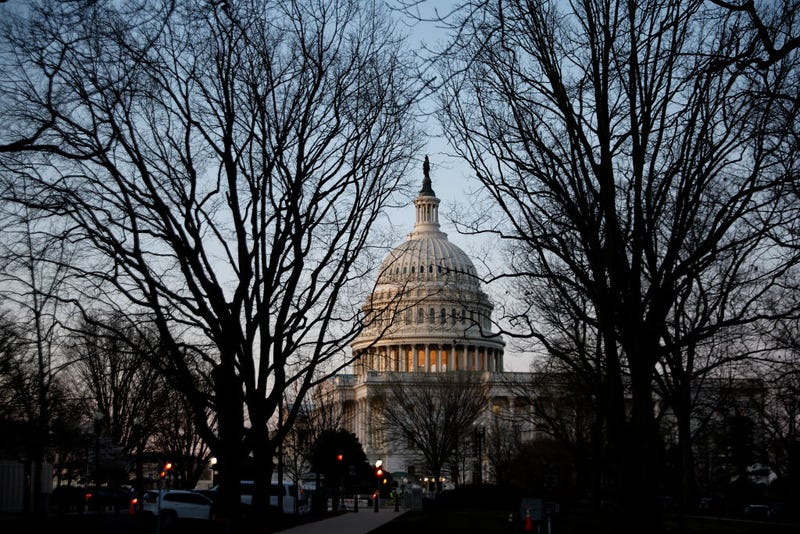 The rising sunlight strikes the U.S. Capitol on March 21, 2022 in Washington, DC.