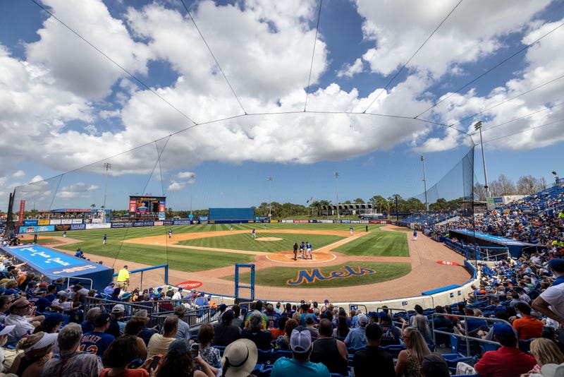 A view of Clover Park filled with New York Mets fans watching a game in Port St. Lucie, Florida