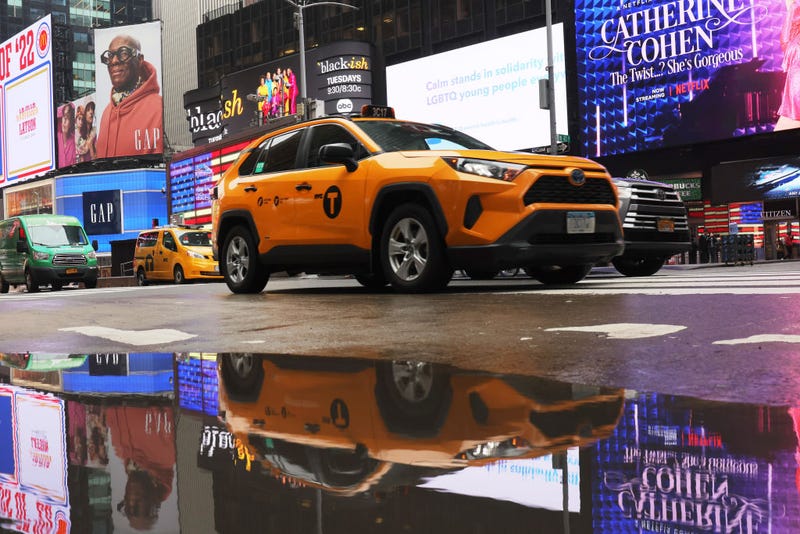 A yellow cab taxi is seen on March 24, 2022 in New York City.