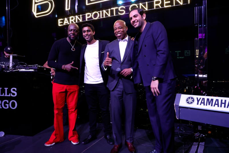 Wyclef Jean, Ankur Jain, New York City Mayor Eric Adams and guest attend Bilt Rewards X Wells Fargo Launch Event at SUMMIT at One Vanderbilt on March 28, 2022 in New York City.