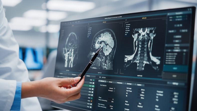 Doctor reviewing a patients scans. 