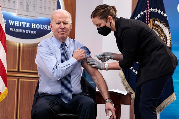 President Joe Biden receives a fourth dose of the Pfizer/BioNTech Covid-19 vaccine