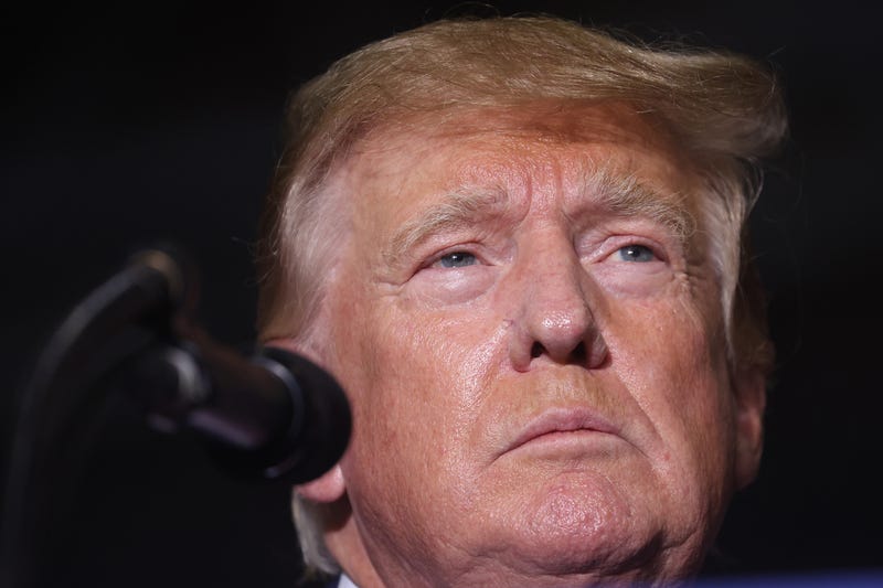 Former President Donald Trump speaks at a rally on April 02, 2022 near Washington, Michigan