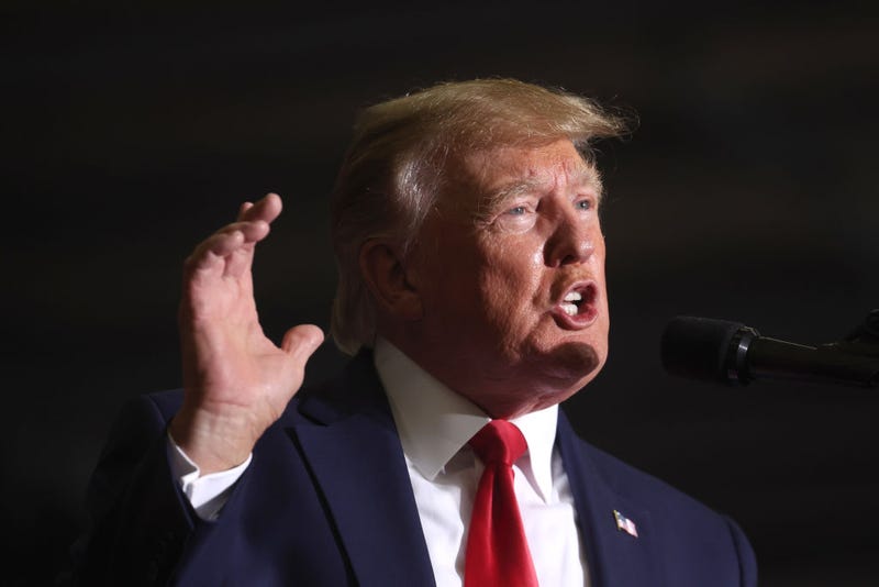 Former President Donald Trump speaks to supporters at a rally on April 02, 2022 near Washington, Michigan.