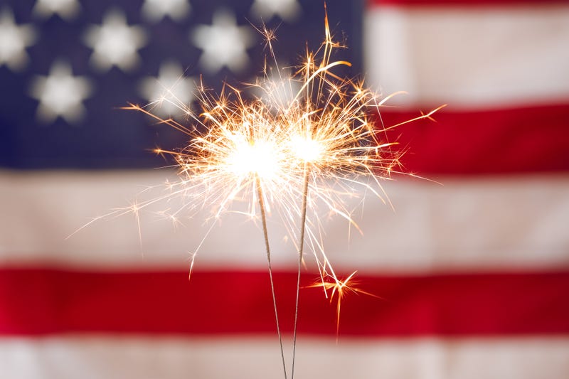 sparklers and American flag