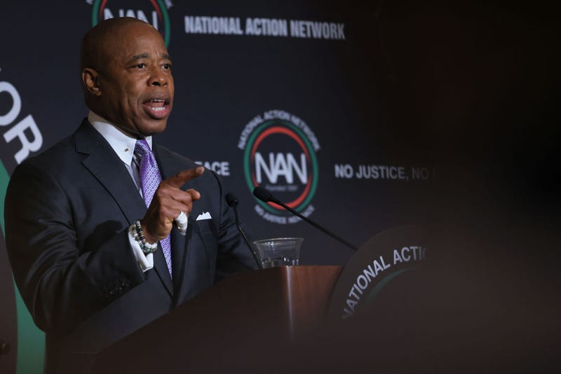 Mayor Eric Adams speaks during the 2022 National Action Network's Annual Convention at the Times Square Sheraton hotel on April 06, 2022 in New York City.