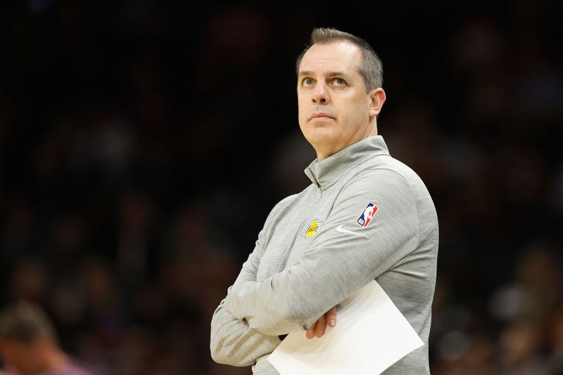 Head coach Frank Vogel of the Los Angeles Lakers reacts during the second half of the NBA game against the Phoenix Suns at Footprint Center on April 05, 2022 in Phoenix, Arizona.
