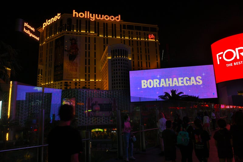 The digital signs and marquees at Paris Las Vegas and Planet Hollywood Resort & Casino