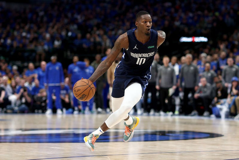 orian Finney-Smith #10 of the Dallas Mavericks dribbles the ball against the Utah Jazz in the second quarter of Game One of the Western Conference First Round NBA Playoffs at American Airlines Center on April 16, 2022 in Dallas, Texas