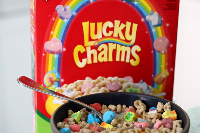 SAN ANSELMO, CALIFORNIA - APRIL 18: In this photo illustration, a bowl of General Mills Lucky Charms cereal is displayed on April 18, 2022 in San Anselmo, California. The U.S. Food and Drug Administration is investigating reports of hundreds of people that have fallen ill and have experienced symptoms of nausea, diarrhea and vomiting after eating Lucky Charms cereal.