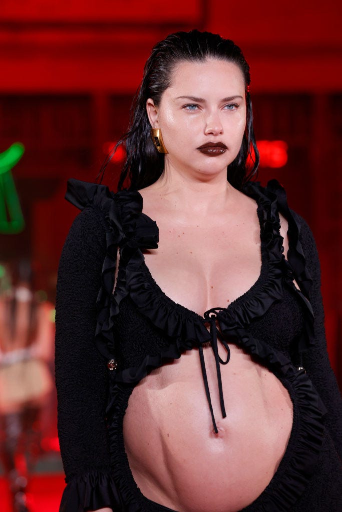 Model Adriana Lima walks the runway during the Alexander Wang "Fortune City" Runway Show on April 19, 2022 in Los Angeles, California