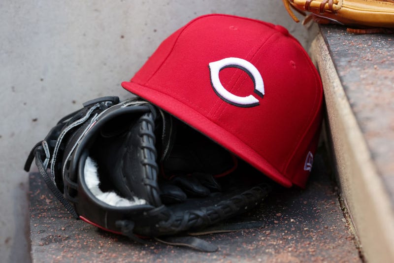 Cincinnati Reds hat in the dugout during