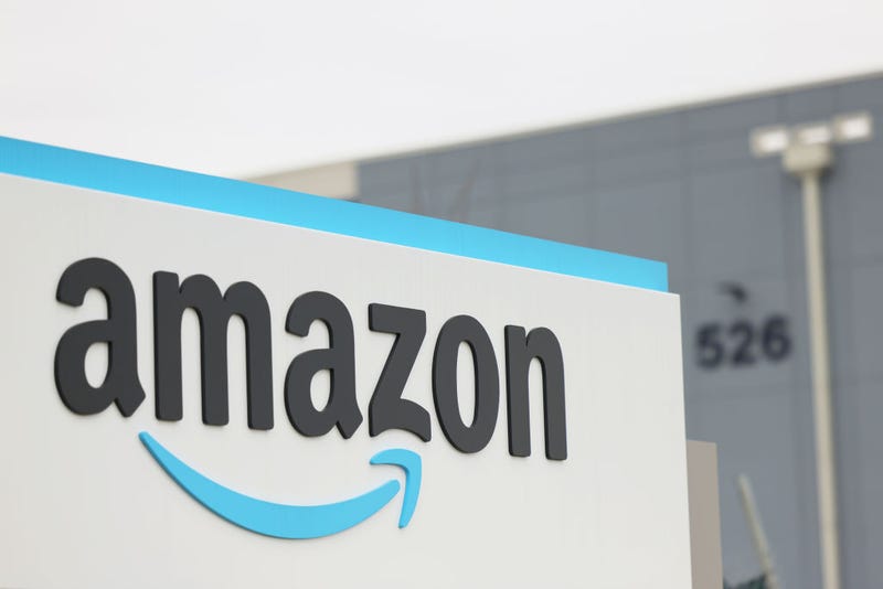 An Amazon signage is seen a the entrance of the LDJ5 Amazon Sort Center on April 25, 2022 in New York City.