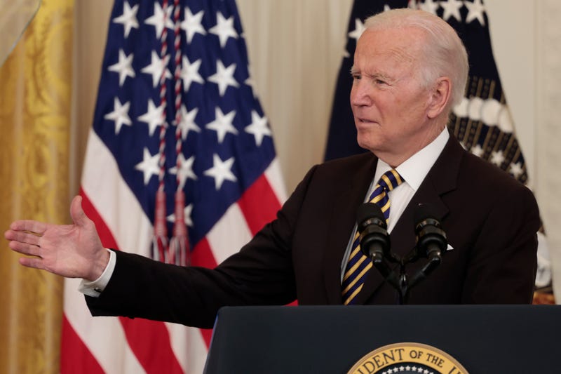 U.S. President Joe Biden delivers remarks during an event for the 2022 National and State Teachers of the Year in the East Room of the White House on April 27, 2022 in Washington, DC. The event honored teachers from across the United States including the 2022 National Teacher of the Year Kurt Russell who is a veteran history teacher from Oberlin High School in Oberlin, Ohio.