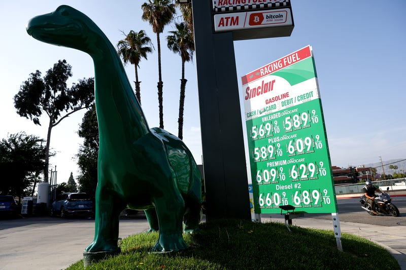 Gas prices are displayed at a Sinclair station on April 27, 2022 in Burbank, California.