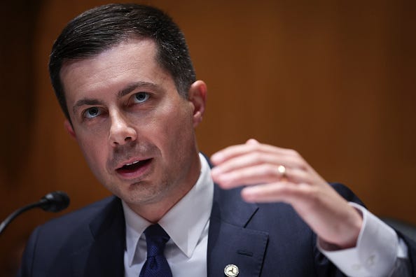 Transportation Secretary Pete Buttigieg testifies before the Senate Subcommittee on Transportation, Housing and Urban Development April 28, 2022 in Washington, DC.