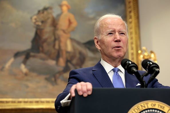 U.S. President Joe Biden gives remarks on providing additional support to Ukraine’s war efforts against Russia from the Roosevelt Room of the White House on April 28, 2022 in Washington, DC. 