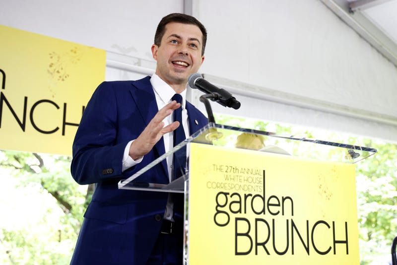 Sec. Pete Buttigieg speaks onstage during the 27th Annual White House Correspondents' Weekend Garden Brunch on April 30, 2022 in Washington, DC.