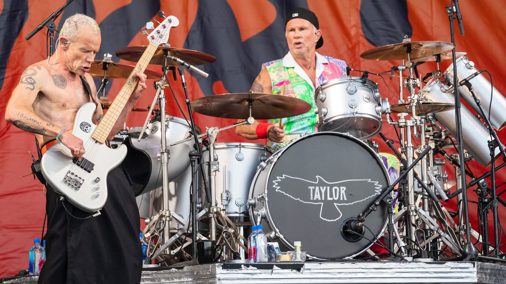 Red Hot Chili Peppers honored Taylor Hawkins at New Orleans Jazz Fest as Dave Grohl watched off stage