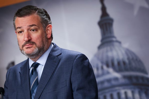 U.S. Sen. Ted Cruz (R-TX) speaks on the economy during a news conference at the U.S. Capitol on May 04, 2022 in Washington, DC. The group of Senators spoke out about Biden's economic agenda and blamed his administration for rising inflation.