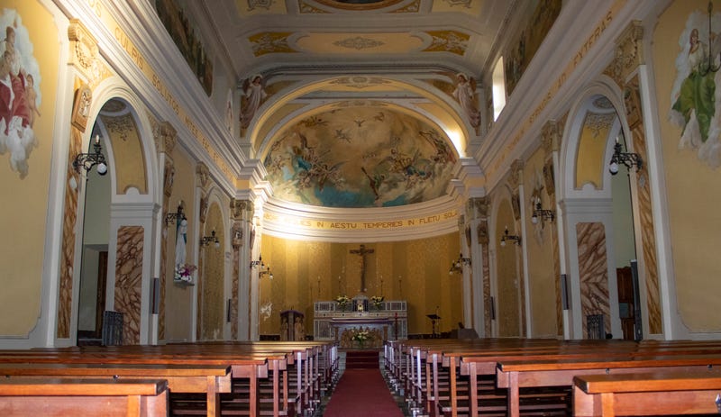 Inside a Catholic church.