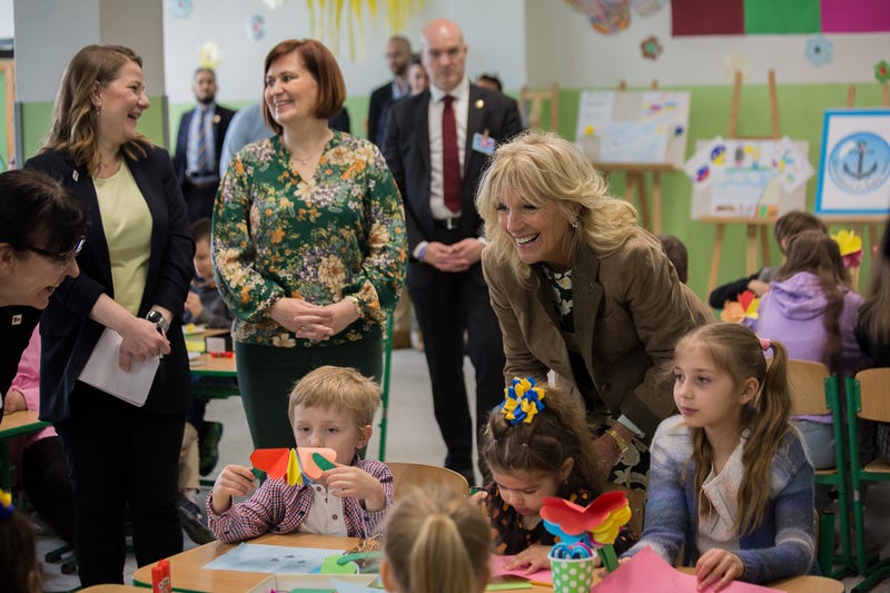 U.S. First Lady Jill Biden Visits Slovak And Ukrainian Women On Mother's Day.