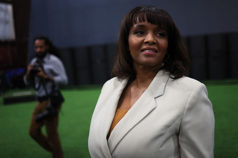 NEWTOWN, PENNSYLVANIA - MAY 11: Pennsylvania U.S. Senate candidate Kathy Barnette walks off the stage after speaking during a Republican leadership forum at Newtown Athletic Club on May 11, 2022 in Newtown, Pennsylvania.