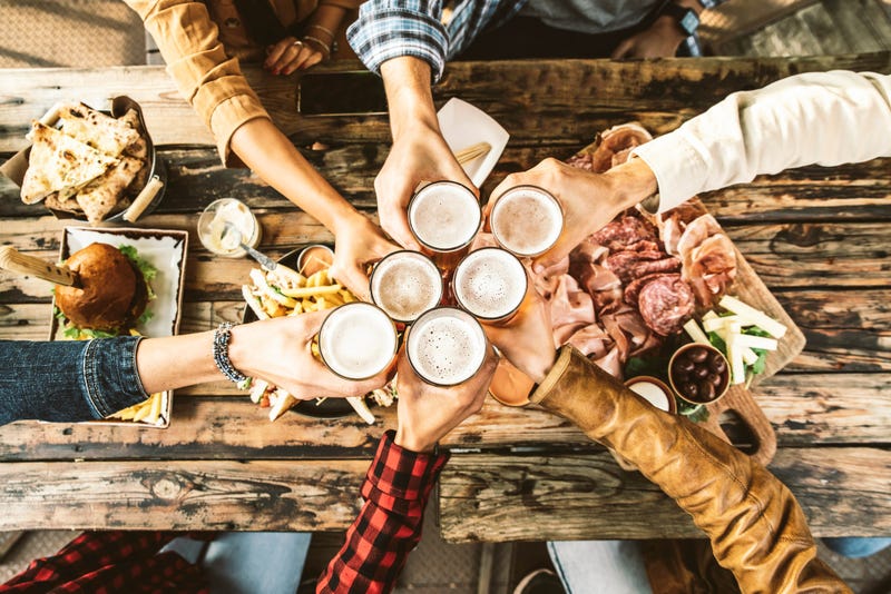 Dining outside with drinks