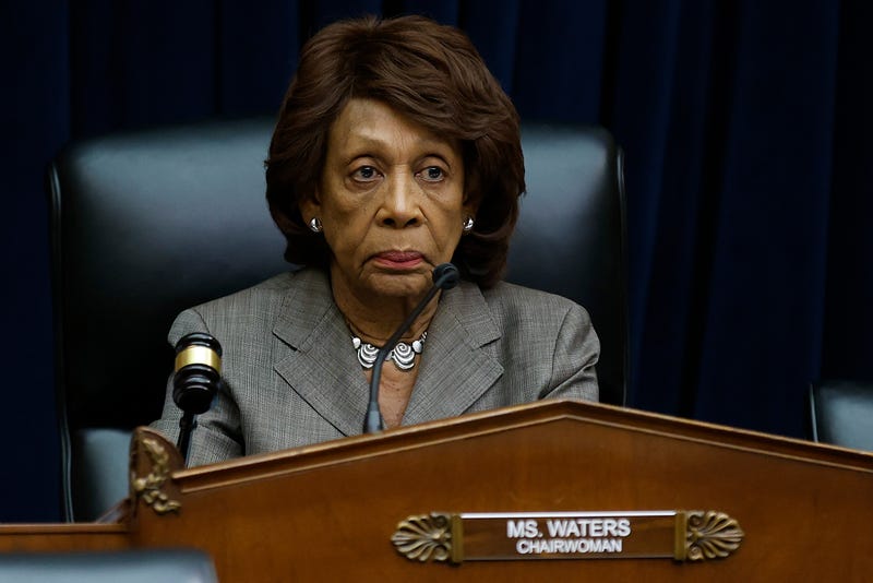 House Financial Services Committee Chair Maxine Waters (D-CA) raps her gavel as Treasury Secretary Janet Yellen answers members' questions during a hearing in the Rayburn House Office Building on Capitol Hill on May 12, 2022 in Washington, DC.