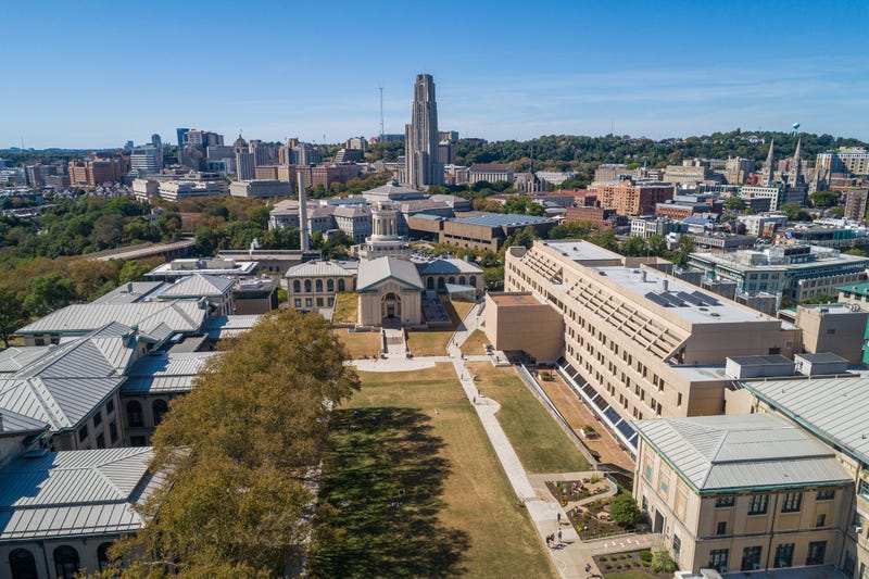 Carnegie Mellon University with the Cathedral of Learning in the background 