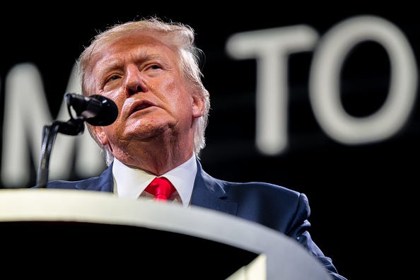 Former U.S. President Donald Trump speaks during the American Freedom Tour at the Austin Convention Center on May 14, 2022 in Austin, Texas.