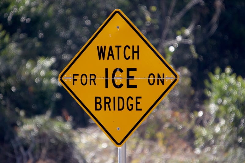 Watch for Ice on Bridge sign