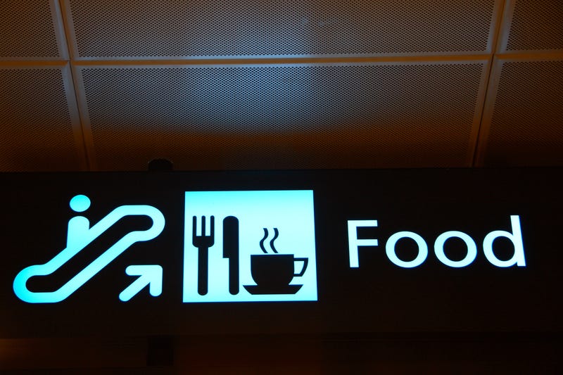 airport sign for food