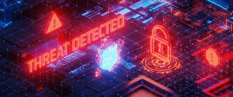 threat detection warning image on digital background
