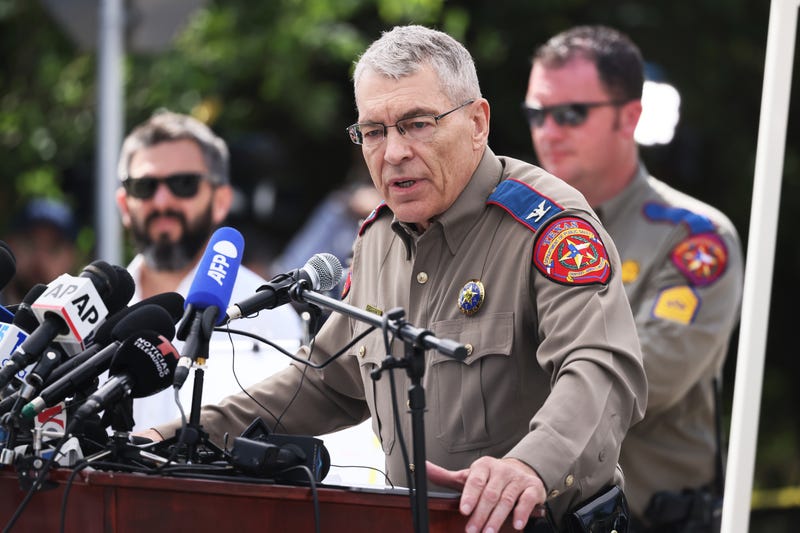 Steven C. McCraw, Director and Colonel of the Texas Department of Public Safety, speaks during a press conference about the mass shooting at Robb Elementary School on May 27, 2022, in Uvalde, Texas.