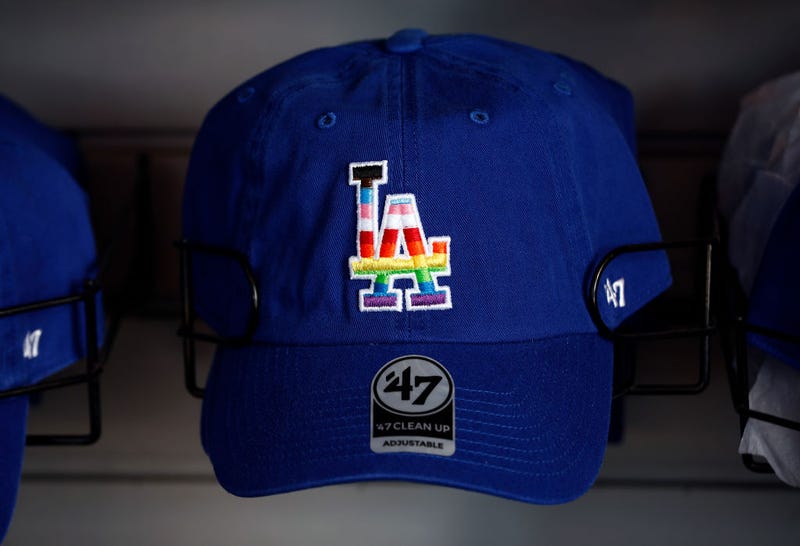 A Los Angeles Dodgers hat on LGBTQ+ Pride Night at Dodger Stadium on June 03, 2022 in Los Angeles, California.
