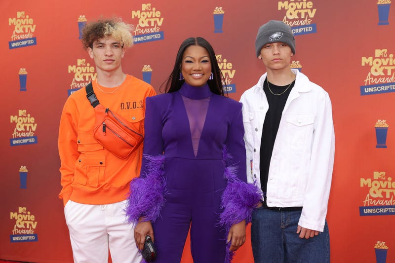 In this image released on June 5, (L-R) Jaid Thomas Nilon, Garcelle Beauvais and Jax Joseph Nilon attend the 2022 MTV Movie & TV Awards: UNSCRIPTED at Barker Hangar in Santa Monica, California and broadcast on June 5, 2022.