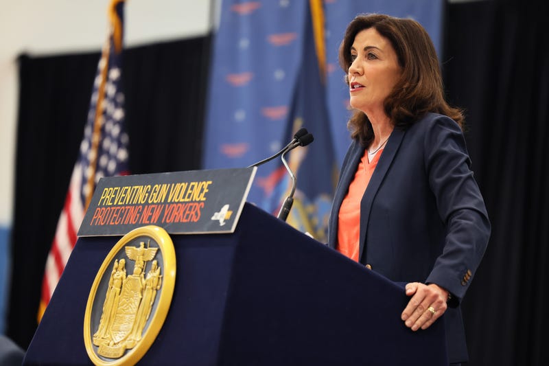 Gov. Kathy Hochul speaks during a bill signing ceremony at the Northeast Bronx YMCA on June 06, 2022 in New York City. Gov. Hochul signed a series of gun reform bills, that will strengthen already strict gun laws in the state. Passed by lawmakers last week, one restriction includes banning anyone under age 21 from buying or possessing a semi-automatic rifle, among a series of other changes. The bills were passed in the wake of two recent mass shootings where an 18-year-old man fatally shot 10 people and injured 3 in Buffalo, New York and just 10 days later an 18-year old man shot and killed 19 children and 2 adults at an elementary school in Uvalde, Texas.