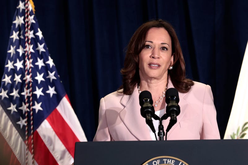U.S. Vice President Kamala Harris delivers remarks at the In Her Hands launch at the InterContinental Los Angeles on June 07, 2022 in Los Angeles, California.