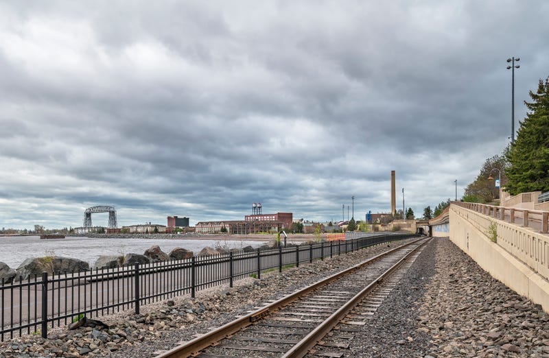 The view from the train tracks heading into Duluth, Minnesota. 