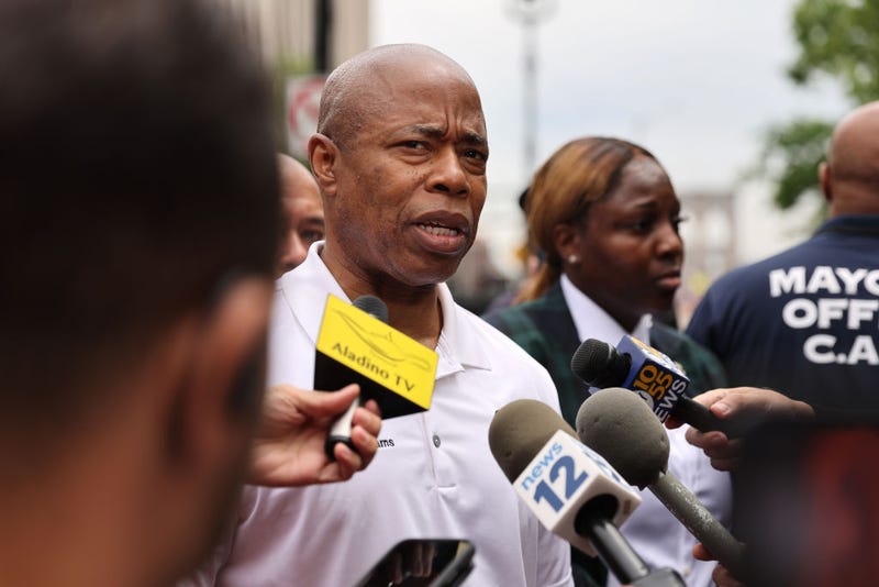 New York Mayor Eric Adams joins People as they march across the Brooklyn Bridge to protest against gun violence in the March for Our Lives march and rally on June 11, 2022 in New York City.