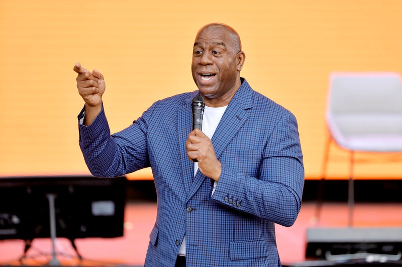 Magic Johnson speaks during When We All Vote Inaugural Culture Of Democracy Summit on June 13, 2022 in Los Angeles, California.