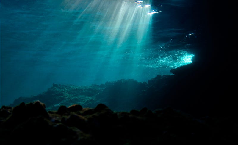 Underwater. 