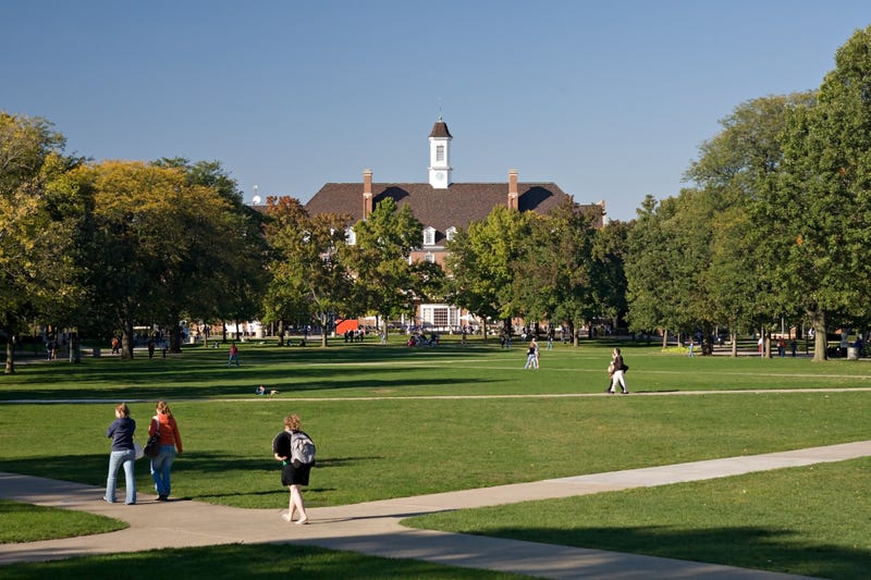 A beautiful fall day on the quad of the University of Illinois in Champaign.